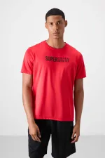 Tommylife Toptan O Yaka Standart Kalıp Aktif Spor Erkek T-Shirt 88385 Kırmızı