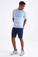 Tommylife Toptan İndigo Bağcıklı Standart Kalıp Basic Erkek Şort - 81212
