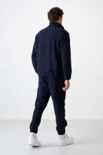 Tommylife Toptan Standart Kalıp Yarım Fermuar Polar Erkek Eşofman Takımı 85159 Lacivert