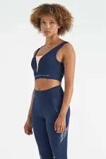 Bustier Tommylife Wholesale en tissu scuba imprimé indigo à blocs de couleur, coupe ajustée, pour femme - 97271