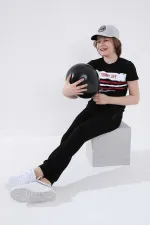 Pantalon de jogging noir pour garçon Tommylife, avec poche zippée, coupe standard et ourlets resserrés - 64042