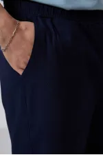 Short chino extensible léger, coupe standard, tissé, Tommylife Wholesale 81290 Bleu marine