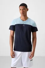Tommylife Toptan O Yaka Standart Kalıp Aktif Spor Erkek T-Shirt 88386 Lacivert