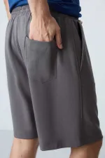 Tommylife Toptan Comfort Fit Basic Erkek Şort 81275 Koyu Gri