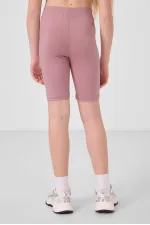 Tommylife Toptan Pamuklu Kısa Paça Standart Fit Basic Kız Çocuk Tayt 75188 Gül Kurusu