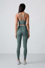 Ensemble bustier et legging taille haute slim fit Tommylife pour femme, vert menthe, réf. 95333