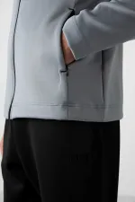 Tommylife Toptan Bran Standart Kalıp Scuba Basic Erkek Eşofman Takım 85199 Gri - Siyah