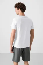 Tommylife Toptan V Yaka Standart Kalıp Basic Erkek T-Shirt 87912 Beyaz