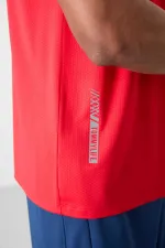 Tommylife Toptan O Yaka Standart Kalıp Aktif Spor Erkek T-Shirt 88388 Kırmızı