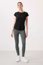 Leggings de performance extensibles en polyester Tommylife Wholesale pour femmes - 94666 Kaki