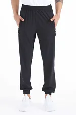 Tommylife Toptan Siyah Erkek Basic Cepli Bağcıklı Rahat Form Lastik Paça Eşofman Altı - 84826