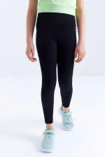 Tommylife Toptan Siyah Yüksek Bel Dar Paça Kız Çocuk Tayt  - 75047