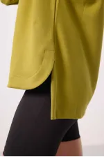 Sweat-shirt tunique Tommylife Wholesale pour femme, col rond, coupe décontractée, texture douce - 97305 Moutarde foncé