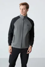 Tommylife Toptan Rahat Kalıp Dik Yaka Klasik Paça Erkek Eşofman Takımı 85113 Çağla - Siyah