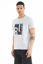 Tommylife Wholesale George Crew Neck Standard Fit Printed Men's T-Shirt 88220 Grey Melange