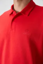 Tommylife Wholesale Polo Collar Oversize Basic Men's T-Shirt 88327 Fiesta