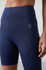 Tommylife Toptan Yüksek Bel Biker Kadın Tayt 91013 İndigo