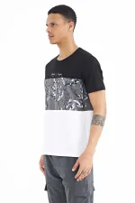 Tommylife Wholesale Black Gradient Print Detail Crew Neck Standard Fit Men's T-Shirt - 88177