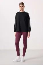 Tommylife Toptan Polyester Esnek Standart Fit Performans Kadın Tayt - 94667 Bordo