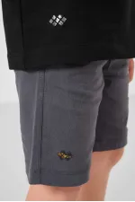 Ensemble short chino garçon Tommylife en coton tissé léger et extensible, coupe oversize, noir et gris, référence 11277