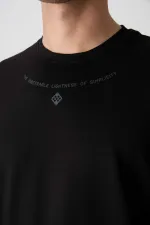 Tommylife Toptan O Yaka Oversize Baskılı Erkek T-Shirt 88343 Siyah