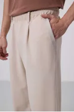 Tommylife Toptan Yüzeyi Dokulu Rahat Form Palazzo Erkek Pantolon 82163 Bej