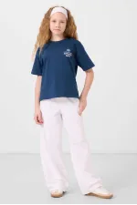 Tommylife Wholesale Cotton Crew Neck Oversize Fit Basic Girls' T-Shirt 75178 Parliament