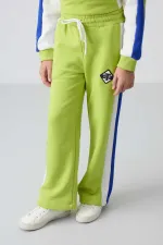 Tommylife Toptan 7-15 Yaş O Yaka Standart Kalıp Kız Çocuk Eşofman Takımı 75165 Lime Yeşil