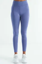 Leggings pour femmes Tommylife, taille haute, coupe slim, imprimé logo violet - 94627