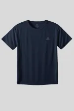 Tommylife Toptan İndigo O Yaka Basic Battal Büyük Beden Kadın T-Shirt - 97308