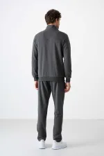 Survêtement zippé confortable Tommylife pour homme, vente en gros, 85072, anthracite chiné