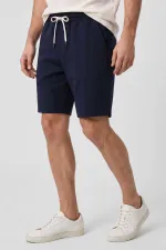 Short basique Tommylife pour homme, coupe standard, bleu marine, avec poches arrière - 88314
