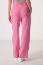 Tommylife Toptan Keten Geniş Paça Rahat Form Kadın Palazzo Pantolon - 94675 Fuşya