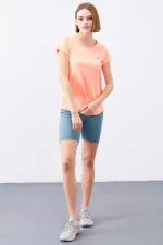 T-shirt femme Tommylife Wholesale Coral Back Window Short Sleeve Standard Fit Crew Neck - 97101