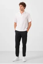 Pantalon chino extensible léger tissé coupe standard Tommylife Wholesale pour homme 82177 Noir