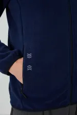 Sweat-shirt en polaire zippé à col montant pour homme Tommylife, modèle standard, vente en gros, 87992, indigo