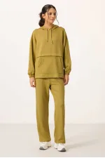 Ensemble tunique de survêtement oversize à capuche et texture douce Tommylife pour femme - 95348 Moutarde foncé