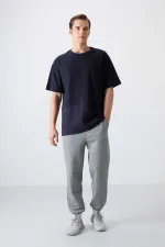 Tommylife Toptan O Yaka Oversize Basic Erkek T-Shirt 88337 Lacivert