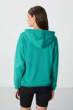 Sweat-shirt à capuche oversize pour femme Tommylife Wholesale 97291 Bleu marine et vert