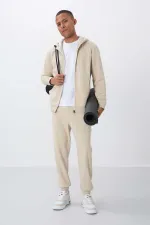 Tommylife Toptan Rahat Kalıp Basic Erkek Eşofman Takım 85262 Bej