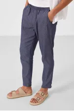 Jean chino extensible léger, coupe standard, tissé, Tommylife Wholesale, bleu marine, référence 82177