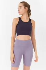 Tommylife Wholesale Purple Basic Sleeveless Slim Fit U-Neck Women's Crop Top Tank Top - 97162