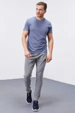 Tommylife Toptan Gri Melanj Fermuar Cepli Dar Kalıp Jogger Erkek Eşofman Alt - 84343