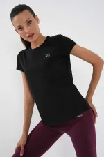 Tommylife Wholesale Black Basic Short Sleeve Standard Fit O Neck Women's T-Shirt - 97144