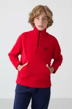 Ensemble de survêtement en polaire à col montant Tommylife Wholesale pour garçon, style serveur, référence 11218, rouge et marine