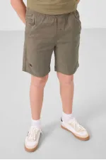 Tommylife Toptan Pamuklu Oversize Fit Dokuma Hafif Esnek Chino Erkek Çocuk Şort Takım 11277 Koyu Bej-Camel