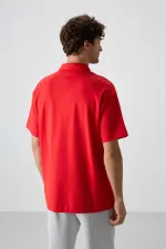 Tommylife Wholesale Polo Collar Oversize Basic Men's T-Shirt 88327 Fiesta