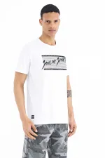Tommylife Toptan Beyaz Yazı Desen Baskılı Standart Kalıp O Yaka Erkek T-Shirt - 88172