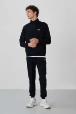 Tommylife Toptan Herbert Standart Kalıp Dik Yaka Erkek Eşofman Takım 85233 Lacivert