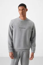 Tommylife Toptan Rahat Kalıp Baskılı Erkek Eşofman Takım 85253 Gri Melanj